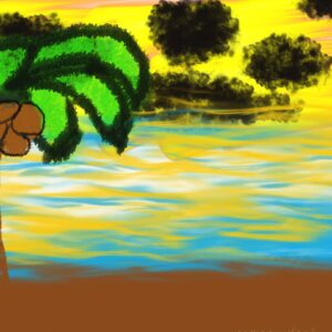 Palm trees & black cloud