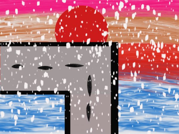 Snowfall on the highway
