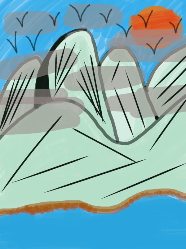 Clouds touch the grassland