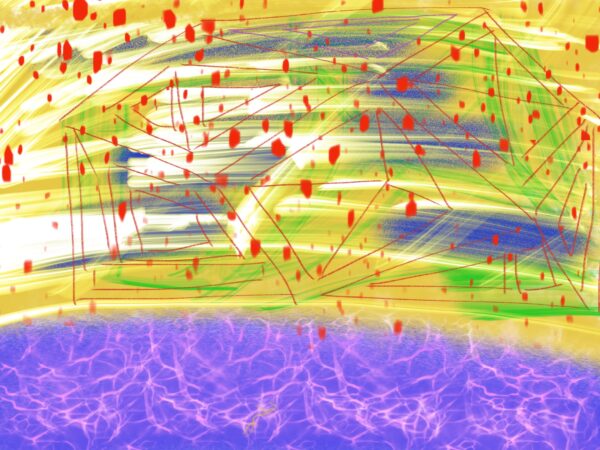 River by yellow flowers