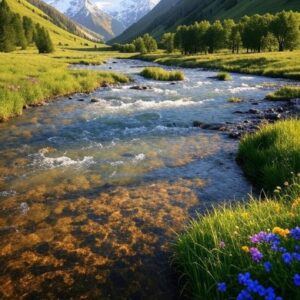 Flowing river in valley